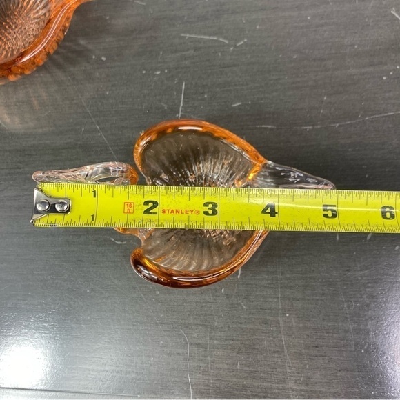 Vintage Art Glass Nesting Swans Made in Italy Salmon Amber Bowl Trinket Dishes - Picture 14 of 16